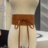 ceinture boho en faux cuir pour femmes, avec nœud papillon, style obi, ceinture cintrée, noire, marron, large