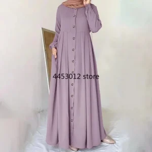 Femmes musulmanes dubaï Abaya turquie Hijab robe turquie automne à manches longues boutons vers le bas robe d&rsquo;été Islam vêtements Abayas Maxi robes