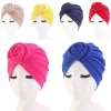 femmes bandeau inde chapeau hijabs casquette dames turban bonnet couleur unie haut en coton noeud intérieur hijab casquettes africain torsion bandeau