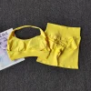 combinaison de yoga 2 pièces pour femmes, vêtements de fitness sans couture, col licou, soutien gorge de sport, short d'impact assorti, ensembles d'entraînement, tenue de gymnastique