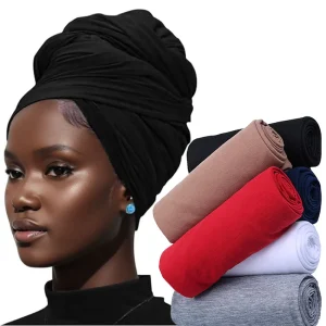 Bandeaux pour femmes noires Turban couvre-chef extensible africain enveloppe de cheveux Jersey foulard cravate bandeaux