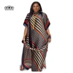Nouveau Style de mode surdimensionné femmes africaines vêtements dubaï Dashiki Abaya taille libre conception d&rsquo;impression avec écharpe robe longue ample