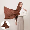 intégré magnétique 70*180 cm solide musulman en mousseline de soie hijab châles femmes écharpe tête enveloppement hijabs foulards dames foulard islamique ramadan