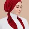 turban hijab intérieur musulman pour femmes, casquette pré attachée, foulard à longue queue, bonnets enveloppants, écharpe de tête, couvre chef extensible, chapeau ninja