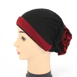 Élégant élastique Satin fleur tête enveloppement châle mode chapeaux femmes foulard indien chapeaux Turban chapeau musulman Hijab casquettes