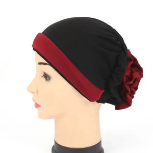 Élégant élastique Satin fleur tête enveloppement châle mode chapeaux femmes foulard indien chapeaux Turban chapeau musulman Hijab casquettes