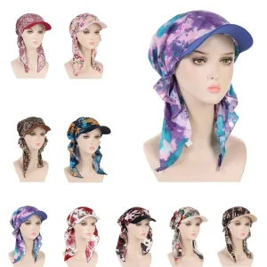 Mode musulman imprimé fleuri Hijab Turban chapeau pour femmes visière casquette de Baseball chapeaux de soleil foulard écharpe bord Femme foulards Bandanas