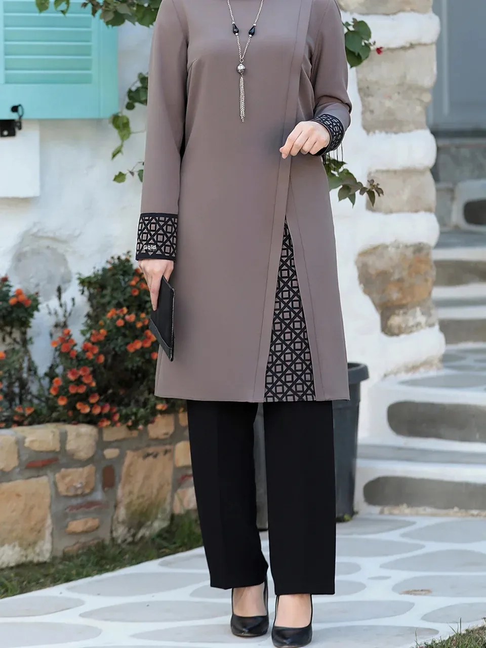 ensemble deux pièces pour femmes arabes du moyen orient, nouveau style, abaya de dubaï, vêtements musulmans, tenues à la mode pour dames d'asie du sud est