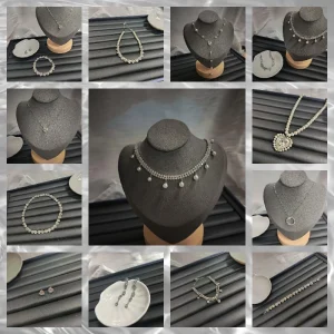 Collier de perles de luxe léger, boucles d&rsquo;oreilles, bracelets, bijoux, design élégant, vitrine de tempérament.