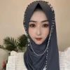 hijab musulman pour femmes musulmanes, châle, écharpe de sauna, glands de luxe, prière malaisienne, kufi, islam, arabie saoudite, mode perle, livraison gratuite, 05280