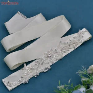 TOPCLS EEN-Ceinture de Patients Fleur de Perle, Ceinture Large ALTERWide Faite à la Main, Décoration de Robe de Mariage Bohème, Applique Perlée, S46