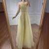 robe de soirée de luxe scintillante, col licou jaune perlé, avec gants, pour occasions formelles en arabe saoudien, serene hill, personnalisée, la72948