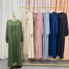 robe hijab musulmane eid satin abayas 3 pièces ensembles assortis femmes ouvert turquie robe arabe caftan kimono femme jalabiya robes robe