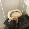 nouvelle pochette poignée en métal design sac de soirée boîte ronde chaîne sac élégant femme sacs à bandoulière pu sac à bandoulière