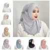 protection solaire élégant bandeau chapeau couleur unie noeud supérieur ramadan hijab couvre tête doux tête enveloppement casquette dames