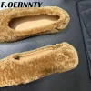 chaussures à talons plats en peluche peu profondes pour femmes, bout carré, confortables et chaudes, mules d'extérieur paresseuses à enfiler, nouvelle collection automne 2025