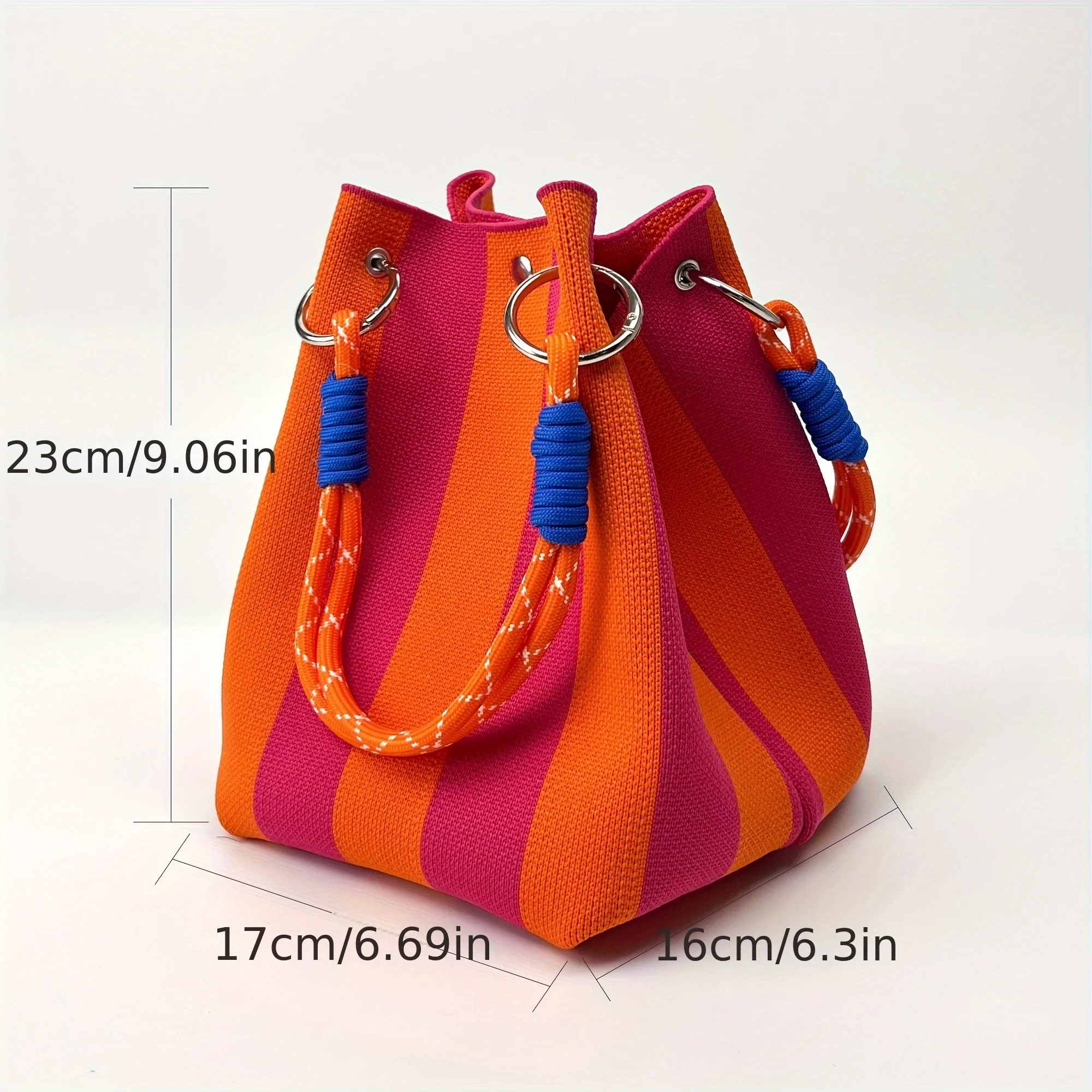 [Bac à main vintage] Sac à main vintage en tricot floral |   2025 Nouveau fourre-tout rétro de couleurs mélangées avec fermeture à fermoir sécurisée, polyester durable