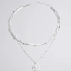 collier pendentif rond multicouche couleur argent pour femmes, chaîne de pull à trois couches exquise, bijoux cadeaux