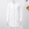 revers ample évider chemise femme blanc à manches longues pansement à lacets chemises féminines 2025 printemps été mode dame haut rue