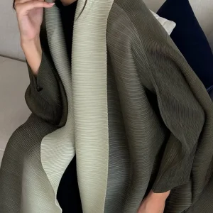 Abayas pour femmes Miyake plissé nouvelle haute qualité femmes Robe Cardigan ample allongé cravate conception de luxe Abaya 2025 été nouveau
