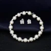 ensemble de bijoux en perles pour mariée, collier et boucles d'oreilles en cristal plaqué argent, bracelet, cadeau de fête
