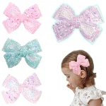 Pinces à cheveux avec nœud en strass, Barrette en ruban doux pour bébés filles, épingles à cheveux en cristal scintillant pour enfants, accessoires de couvre-chef pour enfants