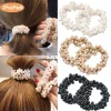Bandes de cheveux en perles pour femmes et filles, chouchou, support queue de cheval, perles, bandes de cheveux pour femmes, corde élastique en caoutchouc, attaches, accessoires pour cheveux
