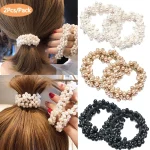 Bandes de cheveux en perles pour femmes et filles, chouchou, support queue de cheval, perles, bandes de cheveux pour femmes, corde élastique en caoutchouc, attaches, accessoires pour cheveux