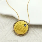 Collier pendentif yeux maléfiques pour femmes et hommes, bijoux en biscuits, acier inoxydable, or, document Allah, islamique, musulman, arabe, budgétaire turc