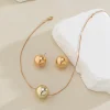ensemble collier et boucles d'oreilles avec pendentif boule pour femme, élégant, simple, bijoux pour femme, accessoires de mode sur le cou, cadeaux d'oreille, 2023