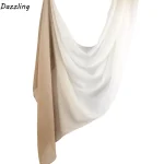 Foulard Hijab de couleur dégradée, Turban islamique à bord Long et large, foulard fin pour tous les marches, fête