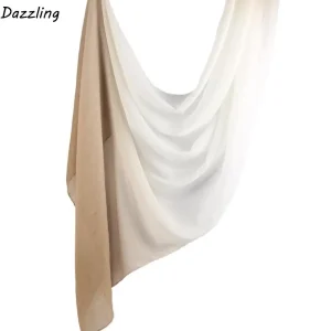 Foulard Hijab de couleur dégradée, Turban islamique à bord Long et large, foulard fin pour tous les marches, fête