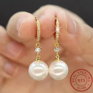 Boucles d&rsquo;oreilles en perles d&rsquo;eau douce naturelles pour femmes, argent 2025, simple, classique, patients, mariage, bijoux de luxe, nouveau, 925