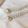 jowomen's elastic belt with diamond decoration, large pearl waist, all match skirt, fashion casual fraîchement design, gothic girdle
