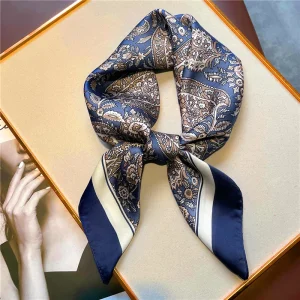 Foulard carré imprimé à la mode pour femmes, Imitation soie, décoration polyvalente décontractée, petit foulard de cou 70CM x 70CM