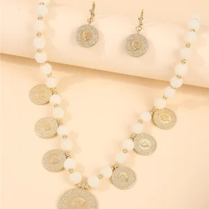 Ensembles de bijoux pour femmes en perles, colliers et boucles d&rsquo;oreilles, luxueux, Vintage, usage quotidien, accessoires de mariée/mariage/Festival