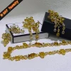Ensemble de bijoux fins luxueux en cristal de couleur jaune, collier en cristal de Zircon, boucles d&rsquo;oreilles, Bracelet, breloques pour femmes, accessoires de mariage