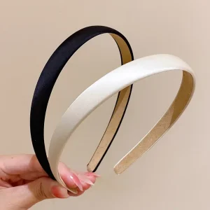 1.5cm de large solide rétro Premium Satin bandeaux bandeaux pour femmes filles Vintage lunette pour fête cadeau bandes de cheveux accessoires