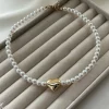 tendance élégante plage bijoux mariage grande imitation perle collier ras du cou pour les femmes mode cristal coeur pendentif collier