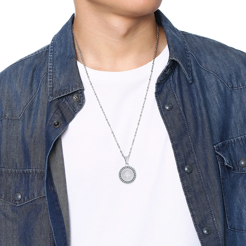 collier avec pendentif en pierre cz pour homme musulman, 4 qul, hajj, umrah, islamique, couleur argent
