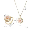 ensemble de bijoux fleur plaqué or rotatif pour femme, collier quartz rose tournesol, bague vintage, cadeau pour femme, nouveaux instituts, 2024