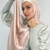 injsatin Écharpe hijab pour femmes musulmanes, voile de sauna, châles islamiques, Écharpes de médias islamiques, vêtements de mode musulmane, ramadan