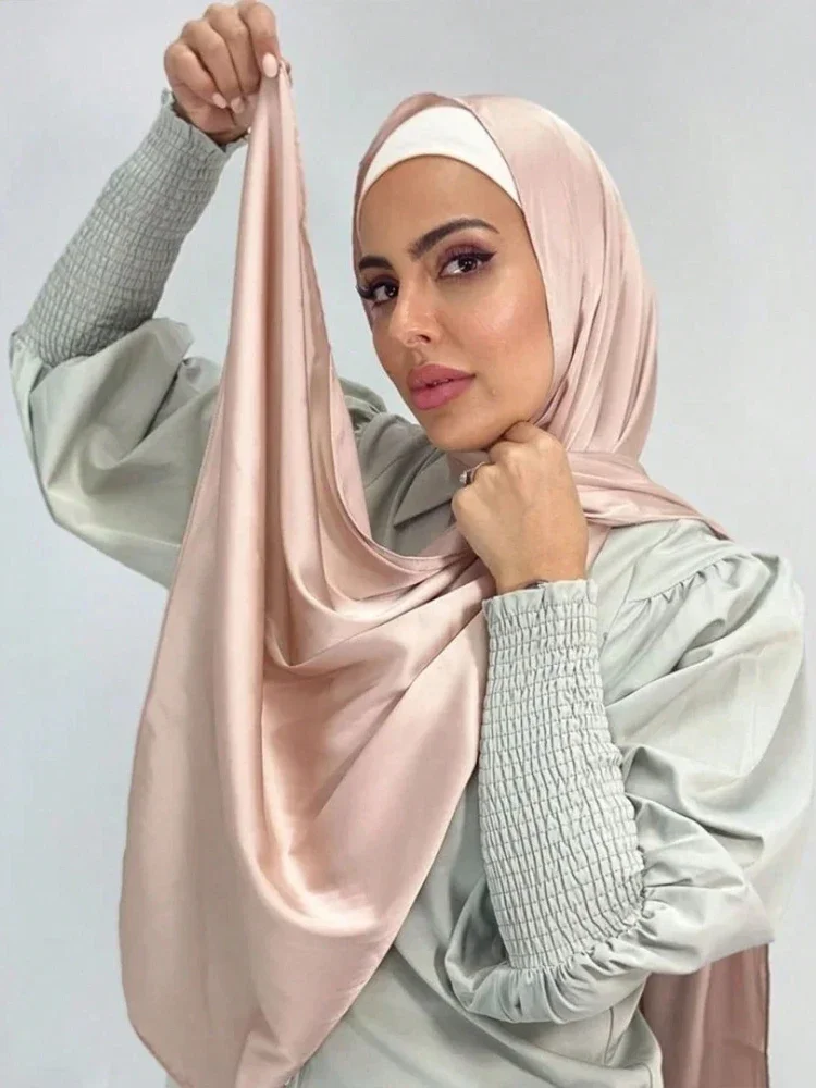 injsatin Écharpe hijab pour femmes musulmanes, voile de sauna, châles islamiques, Écharpes de médias islamiques, vêtements de mode musulmane, ramadan