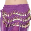 ceinture de danse du ventre à 3 rangées, 1 pièce, pièces de monnaie ton or pour femmes, 140cm, paillettes, glands, écharpe de hanche en mousseline de soie, accessoires pour ceintures de danse du ventre