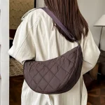 Sac de ceinture demi-lune, sac à bandoulière de couleur unie, sacs à bandoulière de grande capacité, sacs de voyage portables à carreaux en Nylon pour les déplacements quotidiens