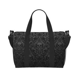 Sac de voyage gothique noir imprimé damassé, sacs de week-end polyvalents unisexe décontracté étanche, sac de sport et de Yoga