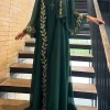 eid abaya musulman pour femmes robe brodée avec écharpe 2 pièces ensemble dubaï arabe longue robe maroc abayas caftan foulard magnifique