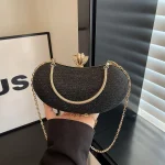 Mini sac de soirée brillant avec chaîne en strass, pochette de luxe en métal à paillettes, pochette élégante pour robe de mariée, sac de Banquet de fête