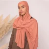 hijab instantané avec casquette en jersey de mousseline de soie pour femme, voile à la mode musulmane, Écharpe de sauna, islam