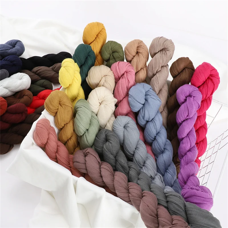 Foulard de styliste en coton déformable 85x180cm, hijab rond pour femmes, châles féminins, bandeau de sauna, hijabs musulmans, ramadan